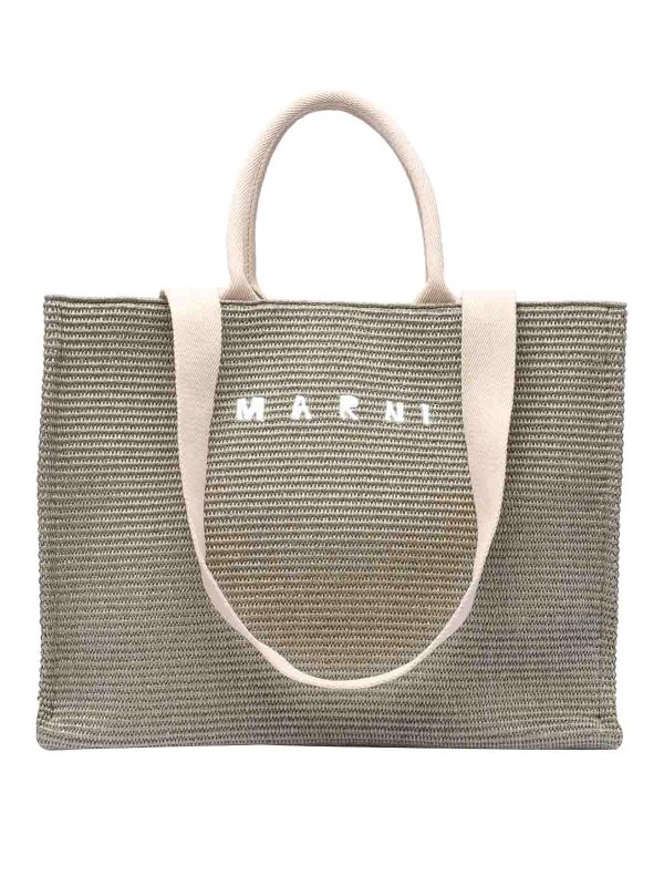 Marni: cross body bags - Fabric Rafia Effect Shopping Bag