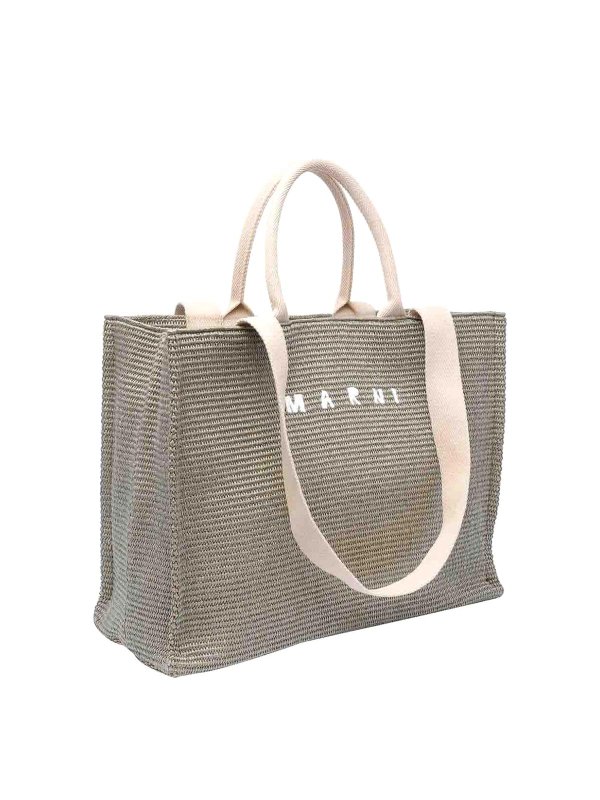 Marni: cross body bags online - Fabric Rafia Effect Shopping Bag