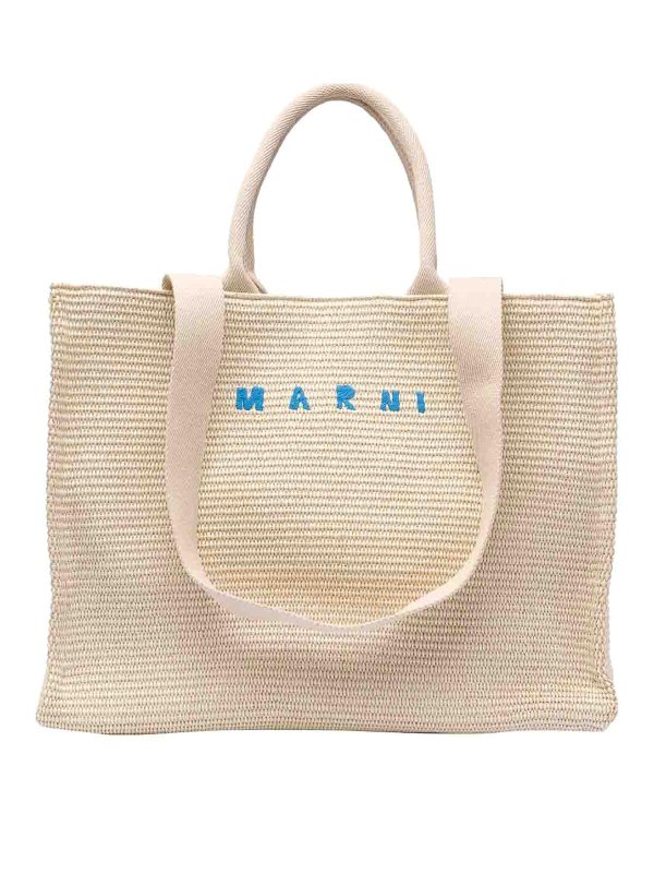 Marni: cross body bags - Fabric Rafia Effect Shopping Bag