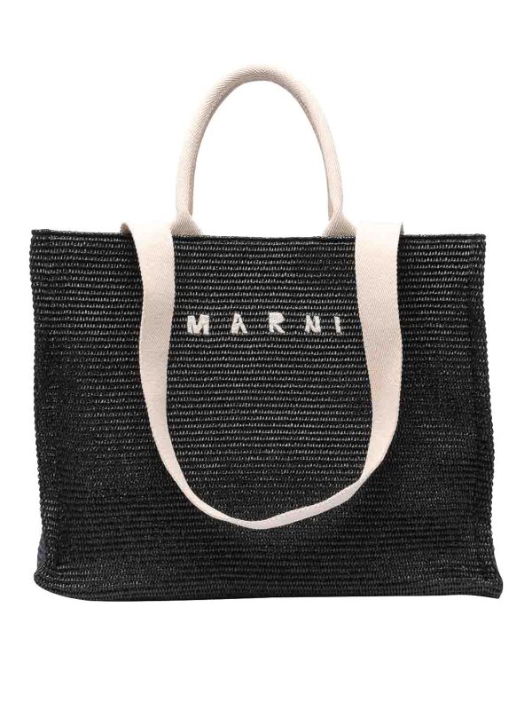 Marni: cross body bags - Fabric Rafia Effect Shopping Bag
