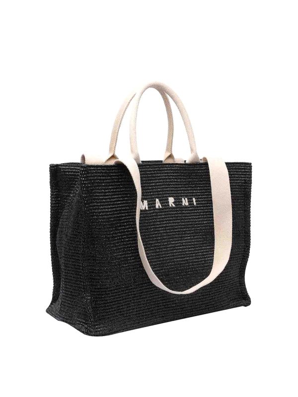 Marni: cross body bags online - Fabric Rafia Effect Shopping Bag