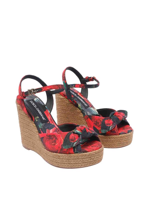 DOLCE & GABBANA: espadrillas online - Rose Print Wedge