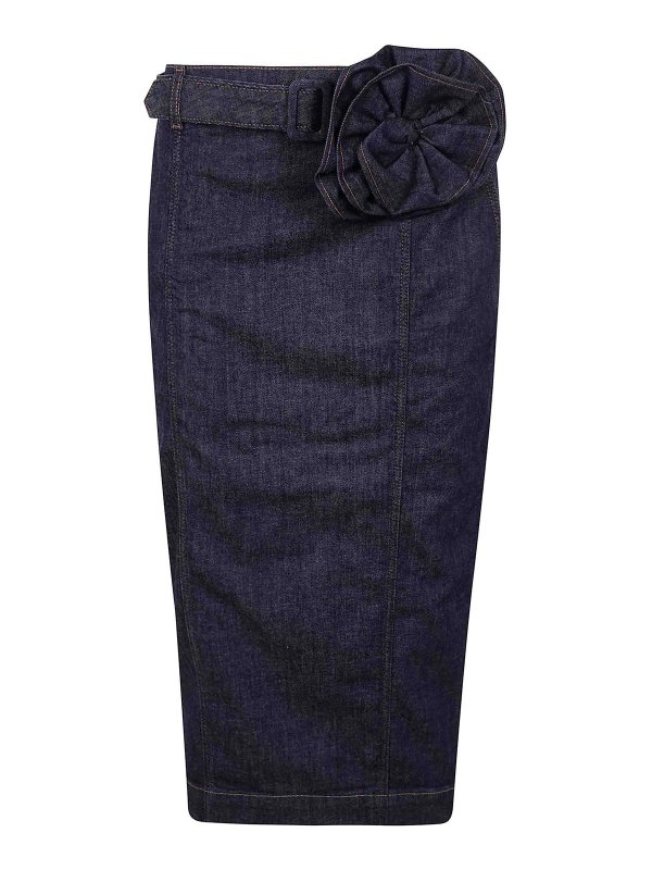 BLUGIRL: ニーレングススカート＆ミディ丈 - ブーツカットジーンズ - ブルー