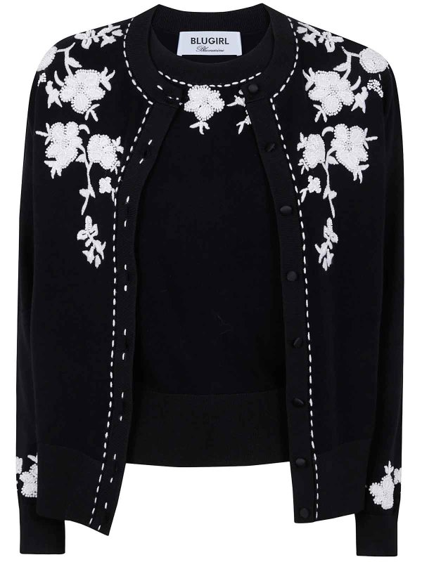 The Best Shops BLUGIRL: boat necks - Maglia Twin-Set Flower Embroidered