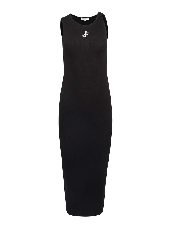 J.W. ANDERSON: knee length dresses - Anchor Embroidery Twisted Strap Dress