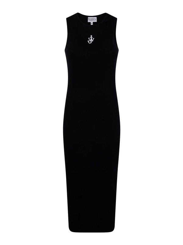 J.W. ANDERSON: knee length dresses online - Anchor Embroidery Twisted Strap Dress
