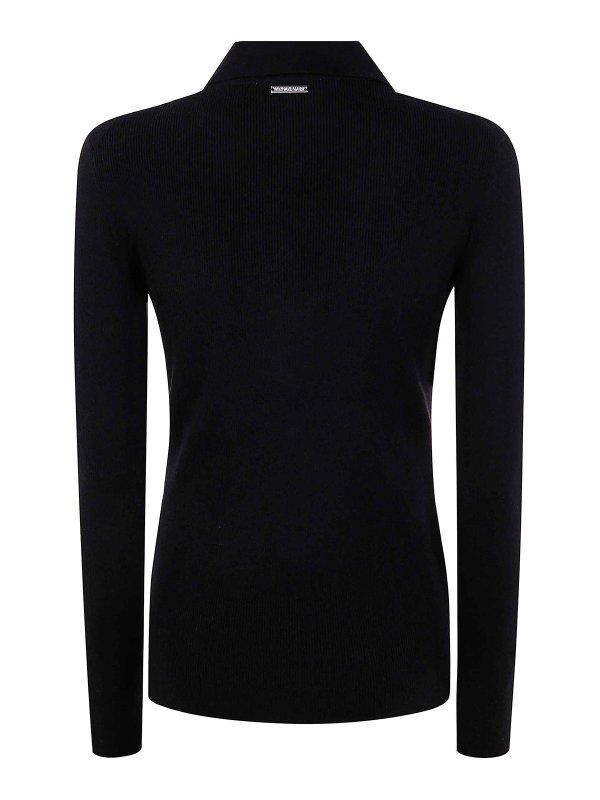 MICHAEL KORS: crew necks online - Fitted Ribed Long Sleeves Button Up