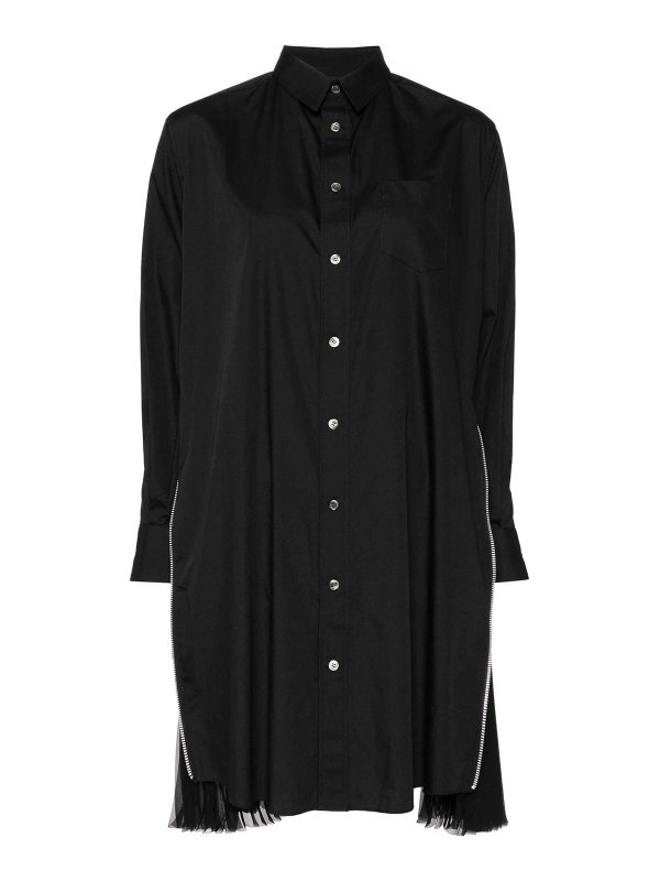 Sacai: knee length dresses - Cotton Poplin Dress