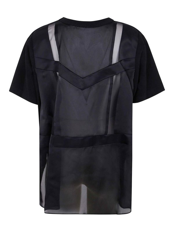 Sacai: t-shirts online - Nylon Twill Mix Cotton Jersey T-Shirt