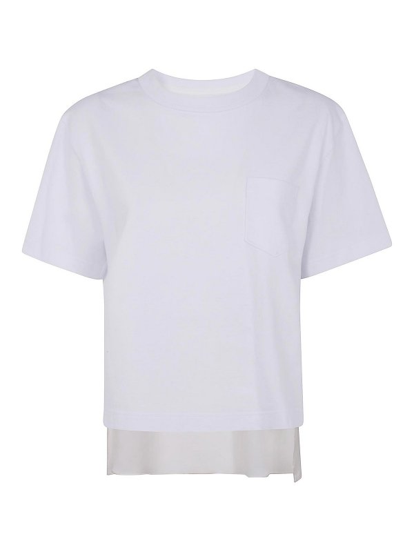 Sacai: t-shirts - Nylon Twill Mix Cotton  T-Shirt