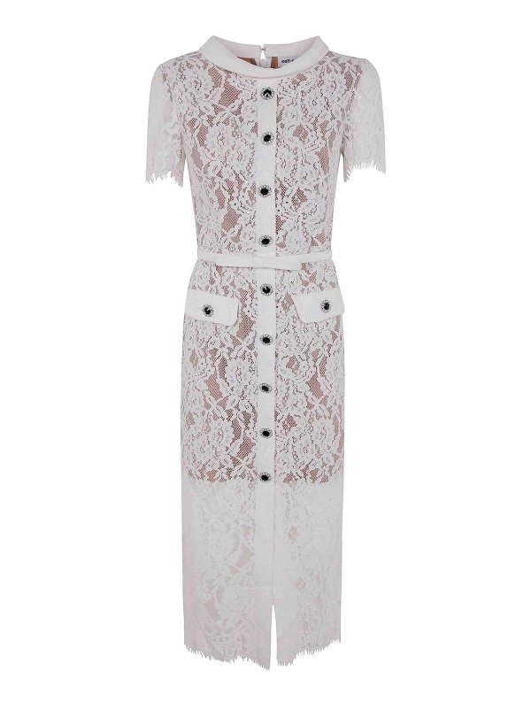 Self Portrait: Vestidos media pierna - Vestido Midi - Blanco