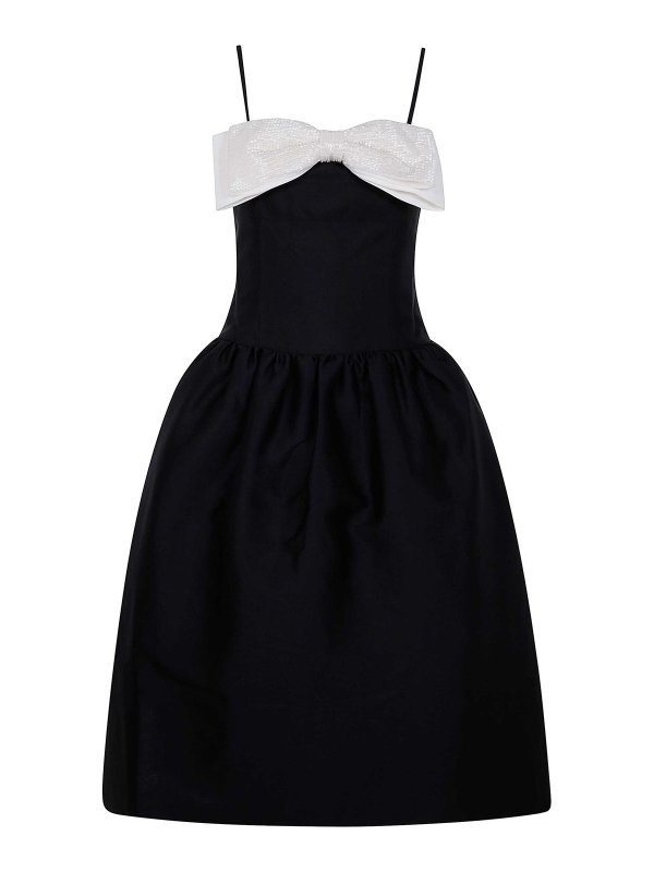 Self Portrait: abiti al ginocchio - Abito midi con fiocco a contrasto