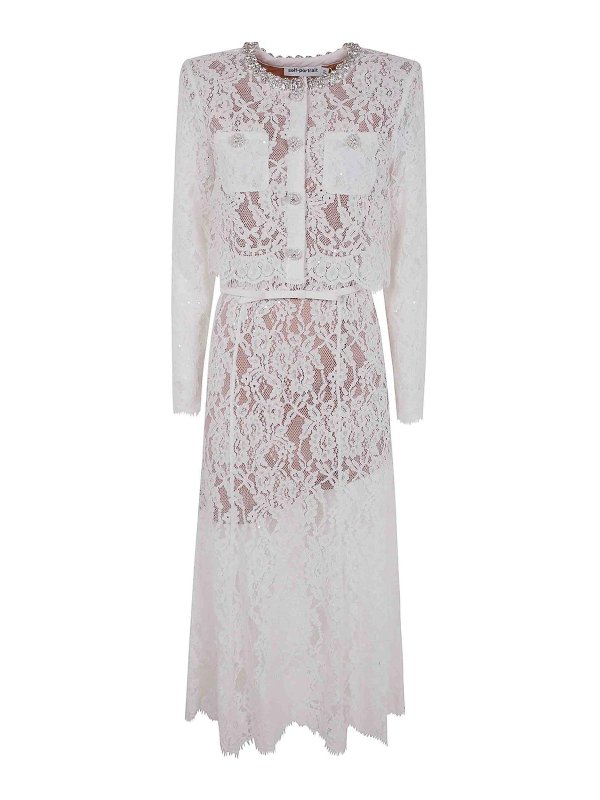 Self Portrait: Knielange Kleider online - Knielanges Kleid - Weiß