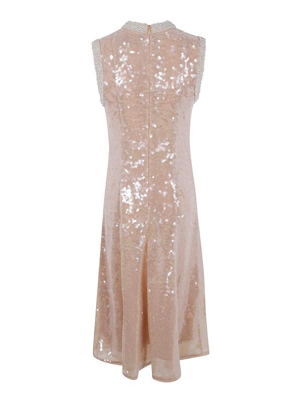 Self Portrait: knee length dresses online - Sequin Pearl Trim Midi Dress