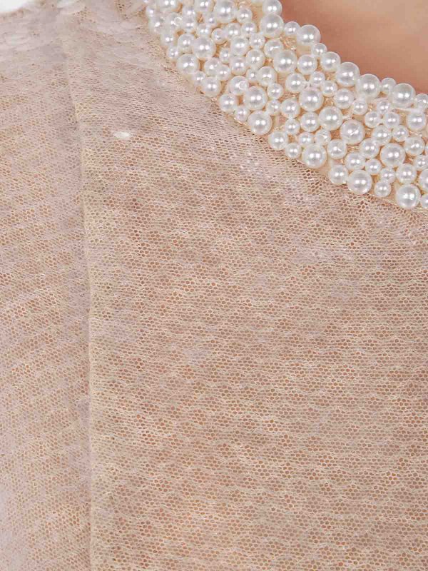 The Best Shops Self Portrait: knee length dresses - Sequin Pearl Trim Midi Dress