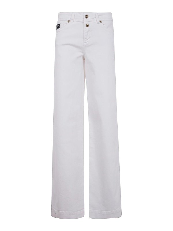 VERSACE JEANS: jeans dritti, a sigaretta - Gamba larga slim elasticizzata a 5 tasche