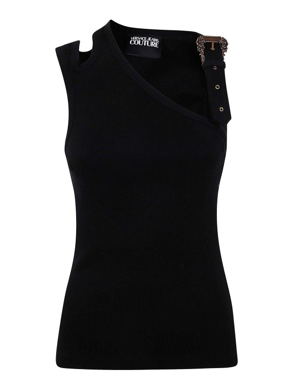 VERSACE JEANS: Tops y camisetas sin mangas - Top - Negro