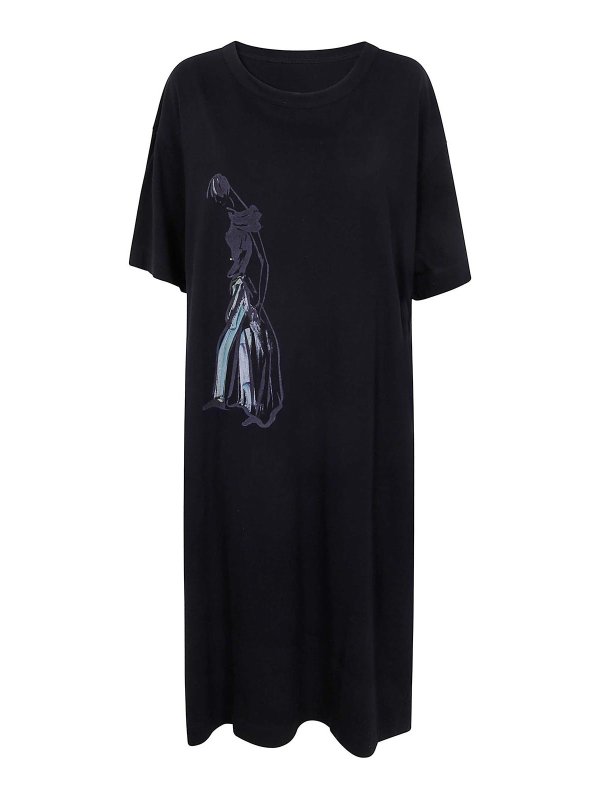 YOHJI YAMAMOTO: ニーレングスドレス - 膝丈ドレス - 黒