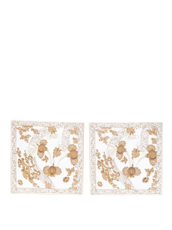 GINORI 1735: homeware - Objects Set of Two Square Plates 30X30 Iris