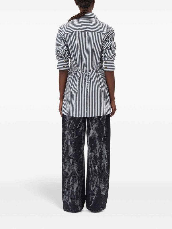 The Best Shops GANNI: shirts - Stripe Cotton Oversized Tie String Shirt