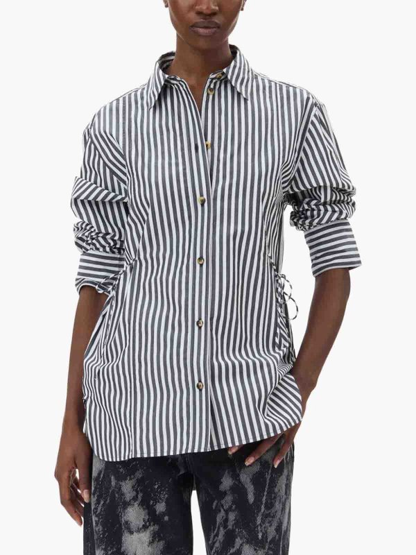 Stripe Cotton Oversized Tie String Shirt shop online: GANNI