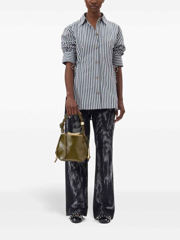 GANNI buy online Stripe Cotton Oversized Tie String Shirt
