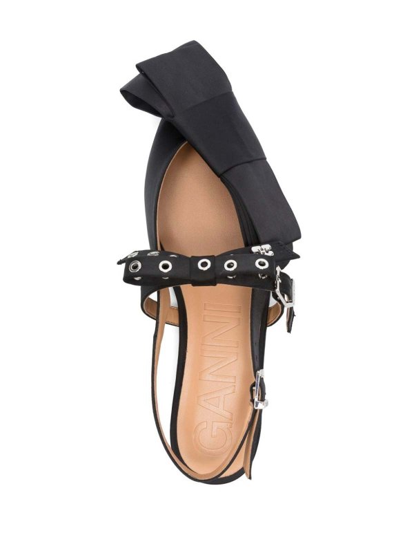 GANNI: flat shoes online - Big Bow Slingback Ballerina Satin