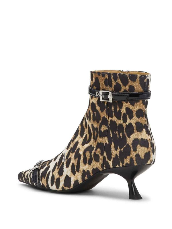 GANNI: ankle boots online - Eyelets Kitten Heel Boot Satin Print