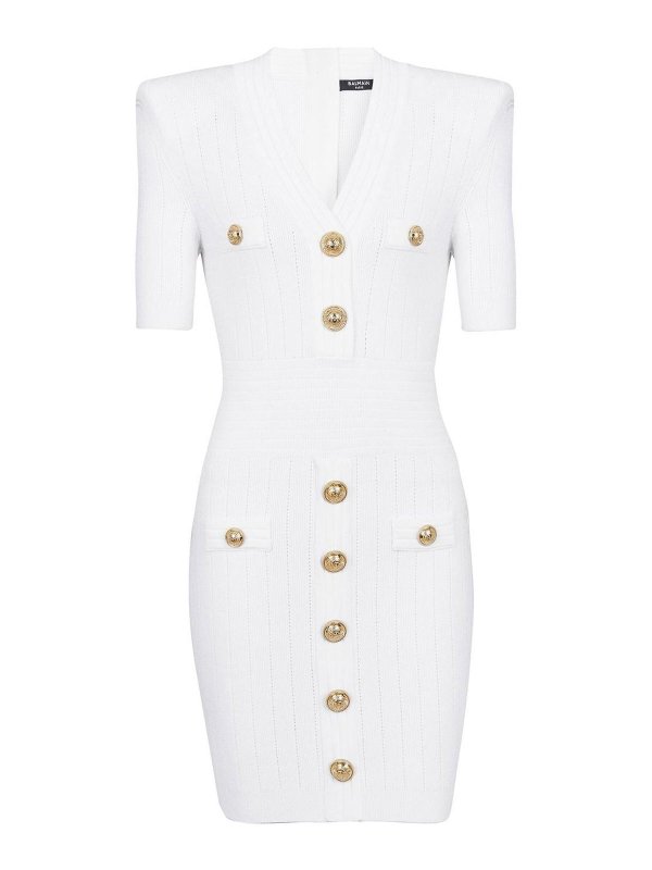 Balmain: Kurze Kleider - Kurzes Kleid - Weiß