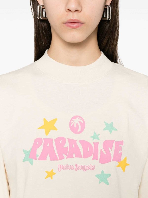 Palm Angels: Strickpullover mit Rundhalsausschnitt online - Rundhalspullover - Weiß