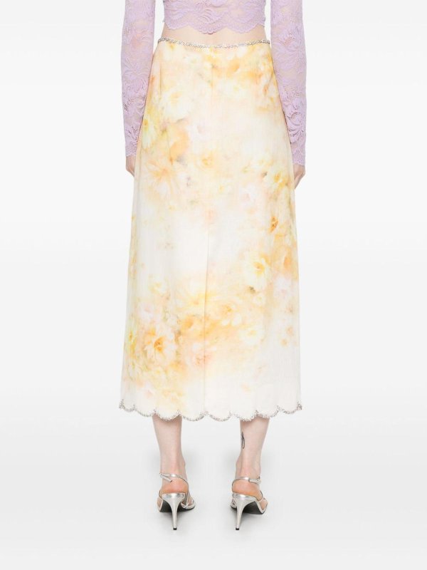 ZIMMERMANN: Knee length skirts & Midi online - Floral Print Linen Midi Skirt