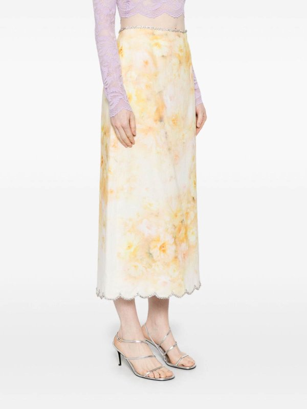 ZIMMERMANN buy online Floral Print Linen Midi Skirt