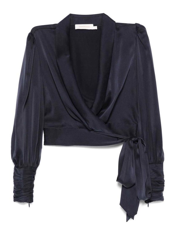 ZIMMERMANN: Tops & Tank tops - Silk Wrap Top With Long Balloon Sleeves