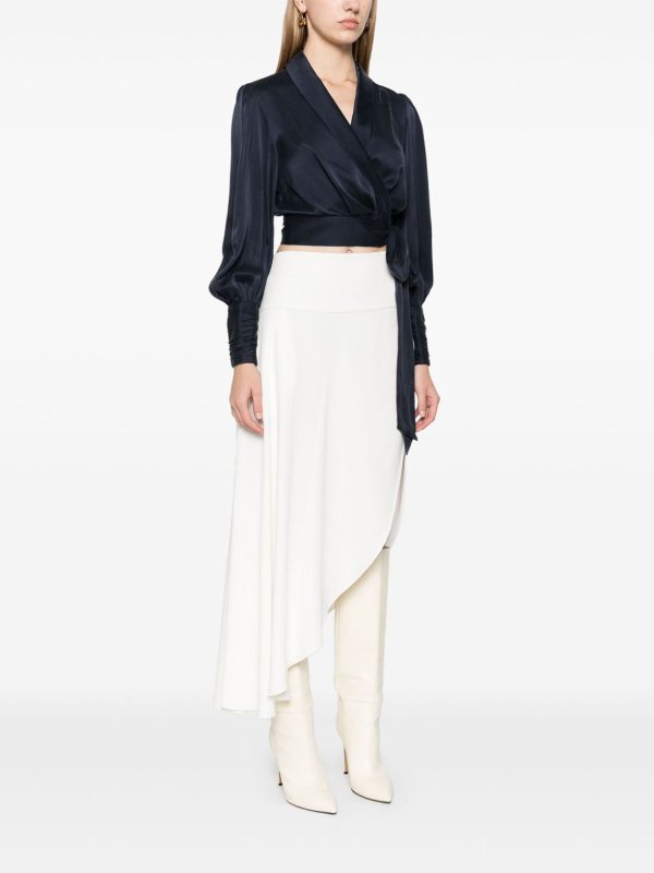 The Best Shops ZIMMERMANN: Tops & Tank tops - Silk Wrap Top With Long Balloon Sleeves