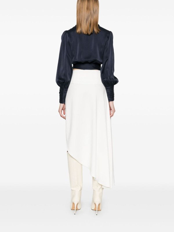 Silk Wrap Top With Long Balloon Sleeves shop online: ZIMMERMANN