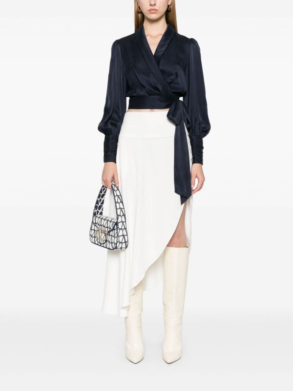 ZIMMERMANN buy online Silk Wrap Top With Long Balloon Sleeves