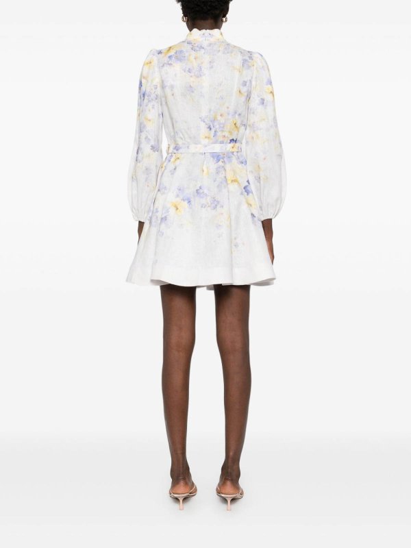 Short Dress  With Flower Print shop online: ZIMMERMANN