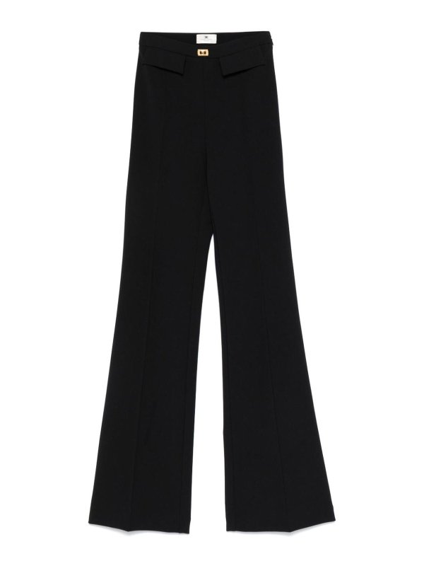 パンツ ELISABETTA FRANCHI Women Straight Pants PA07851E2110 Black Elisabetta Franchi Straight Leg Trousers In Black - 44% Off
