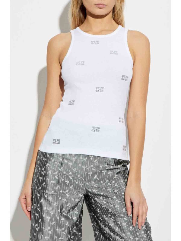 GANNI: t-shirts online - Cotton T-Shirt With Front Embroidered Logo