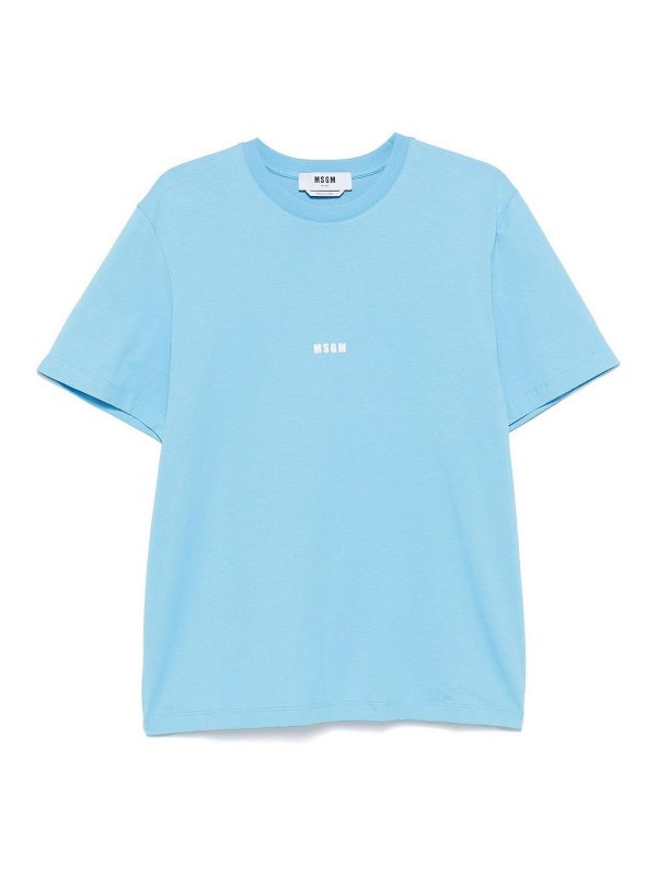 m.s.g.m.: t-shirts - Cotton T-Shirt With Front Printed Logo