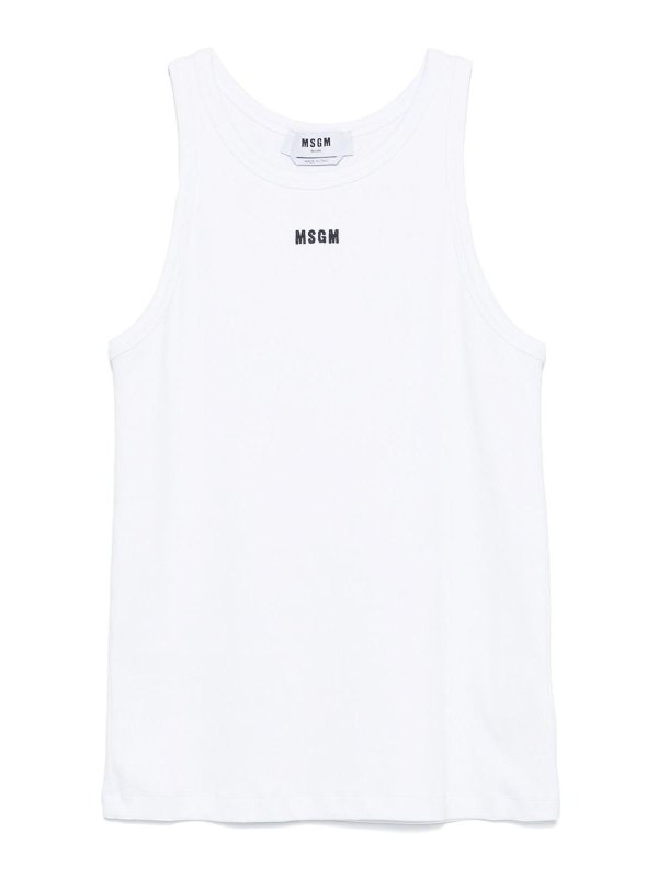 m.s.g.m.: t-shirts - Cotton T-Shirt With Front Printed Logo