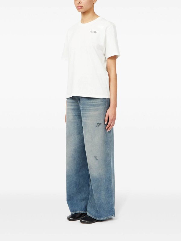 MM6 MAISON MARGIELA: Strickpullover mit Rundhalsausschnitt online - Rundhalspullover - Weiß