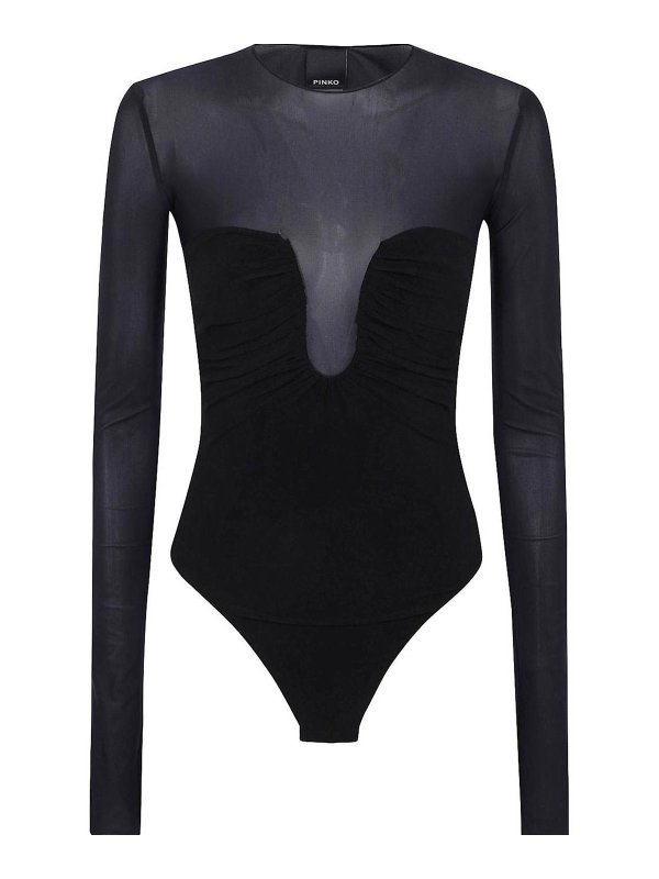 Pinko: Strickpullover mit Rundhalsausschnitt - Rundhalspullover - Schwarz