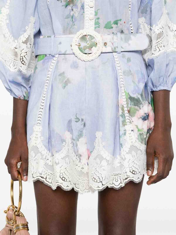 ZIMMERMANN: Trousers Shorts online - Periwinkle Shorts With Belt Everley