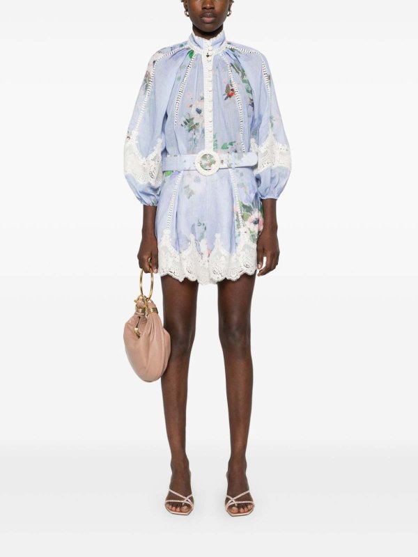 The Best Shops ZIMMERMANN: Trousers Shorts - Periwinkle Shorts With Belt Everley