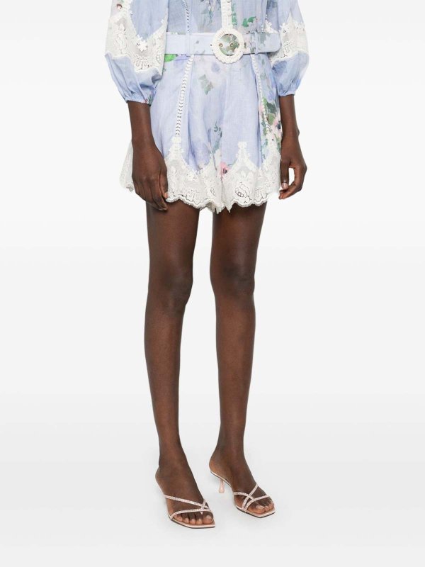 Periwinkle Shorts With Belt Everley shop online: ZIMMERMANN