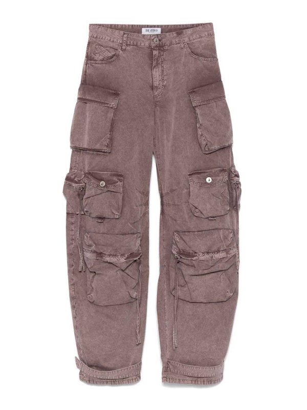 The Attico: bootcut jeans - Pink Cargo Jeans With Pockets