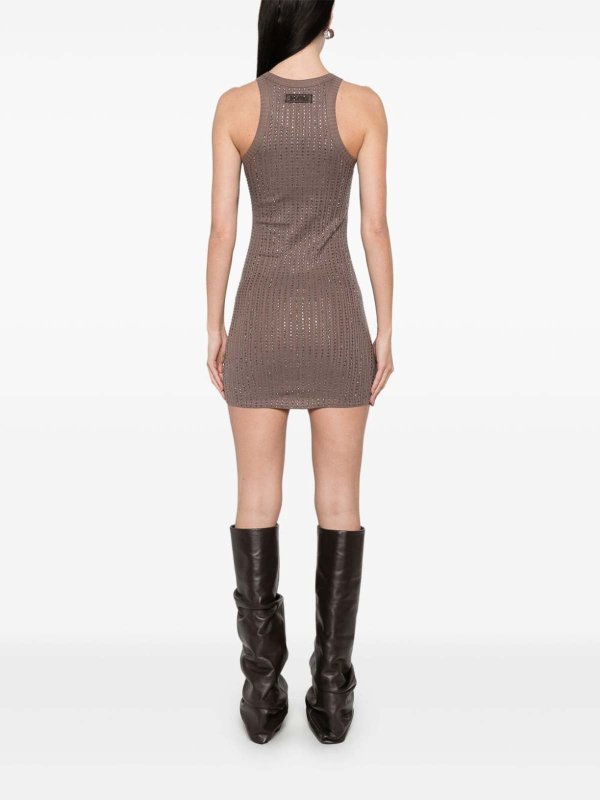 The Attico: abiti corti online - MiniVestito aderente in cotone con strass