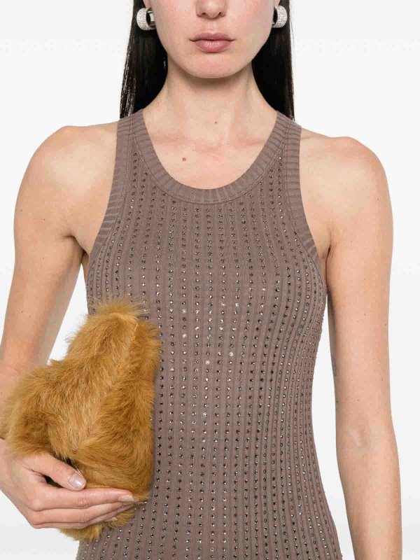 MiniVestito aderente in cotone con strass shop online: The Attico