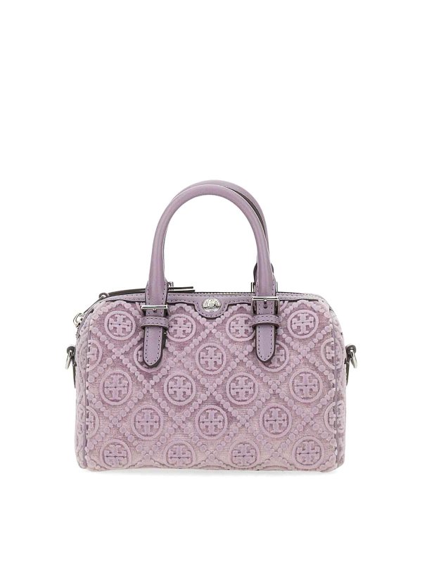 TORY BURCH: cross body bags - T Monogram Petite Satchel Bag In Fil Coup